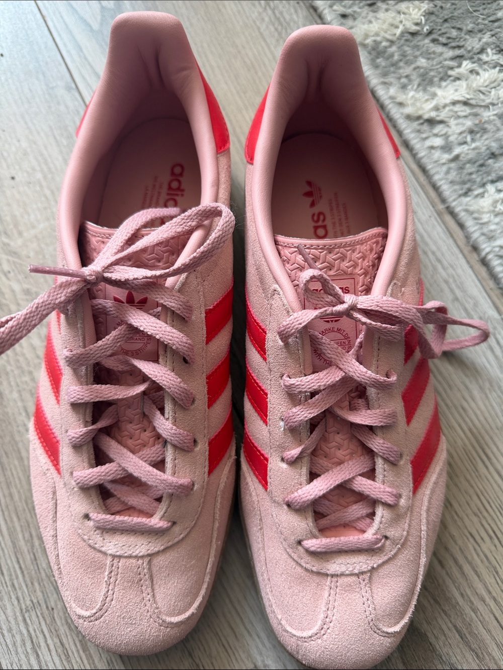 Adidas Women’s Pink Suede Sneakers with Red Stripes GAZELLE